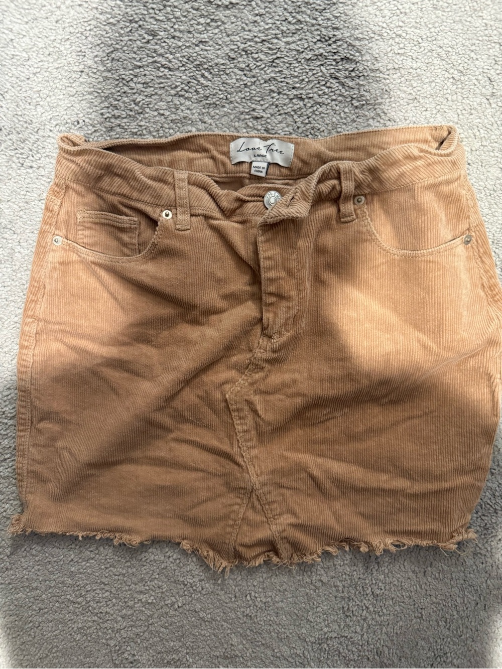 Love Tree Caramel Corduroy Mini Skirt